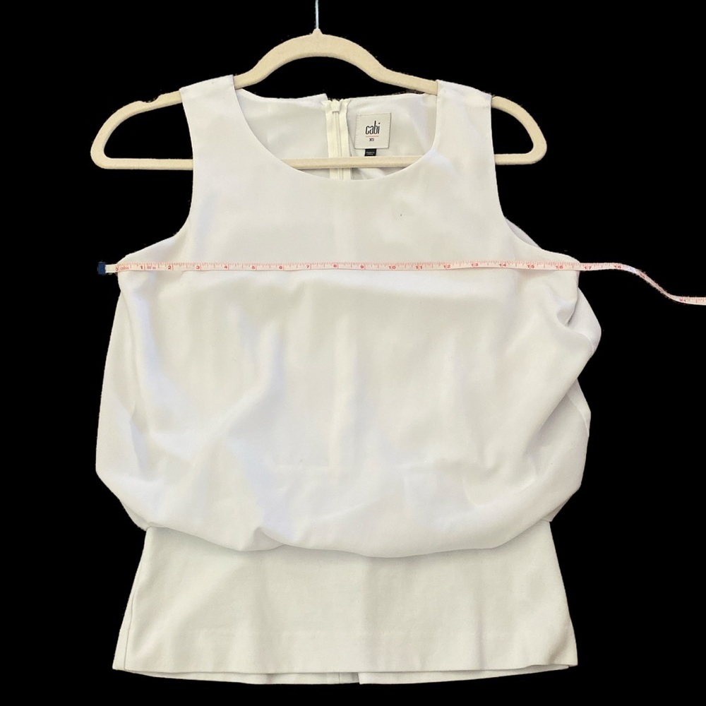 ♥️ CAbi white sleeveless blouson blouse with wide stretchy waistband